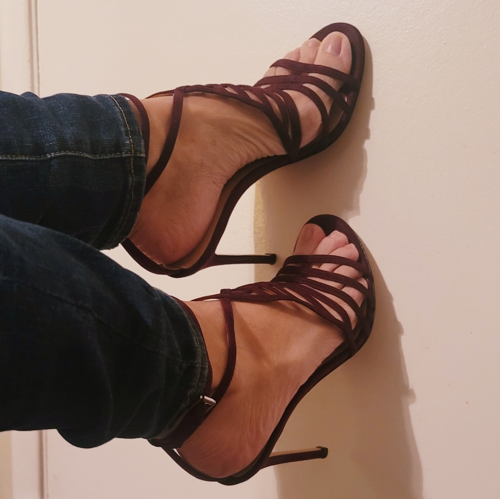GIANVITO ROSSI Burgundy Strappy Stiletto  Euro 39 - Picture 7 of 11